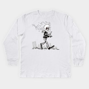 Flame skull guy Kids Long Sleeve T-Shirt